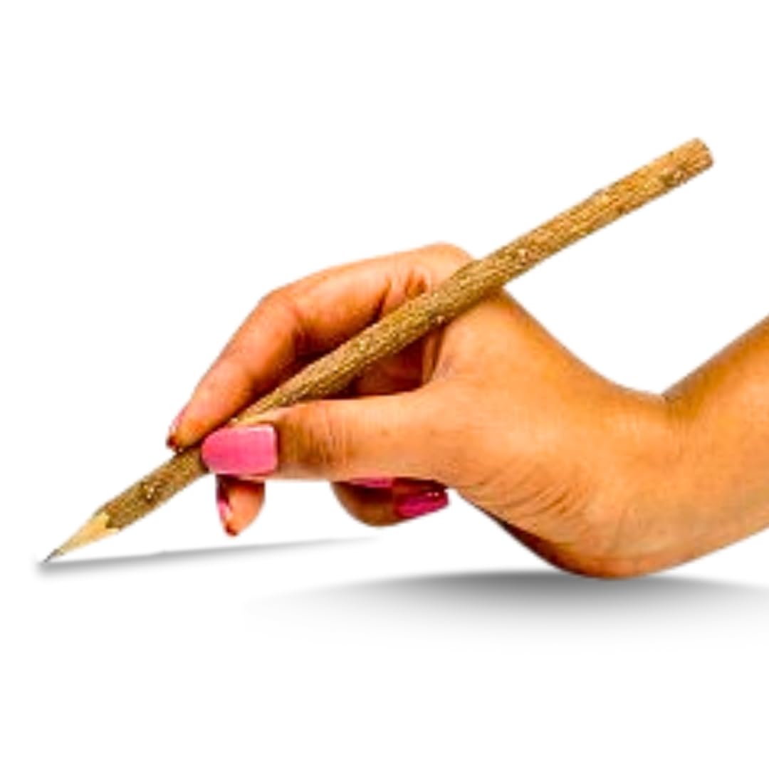 santarms Natural Neem Wooden Pencil (18 cm) Crafted from Pure Neem Wood - Perfect for Kids, Girls, and Boys Eco-Friendly and Durable Writing Tool Ideal for School Use and Thoughtful Gifting (set-1)