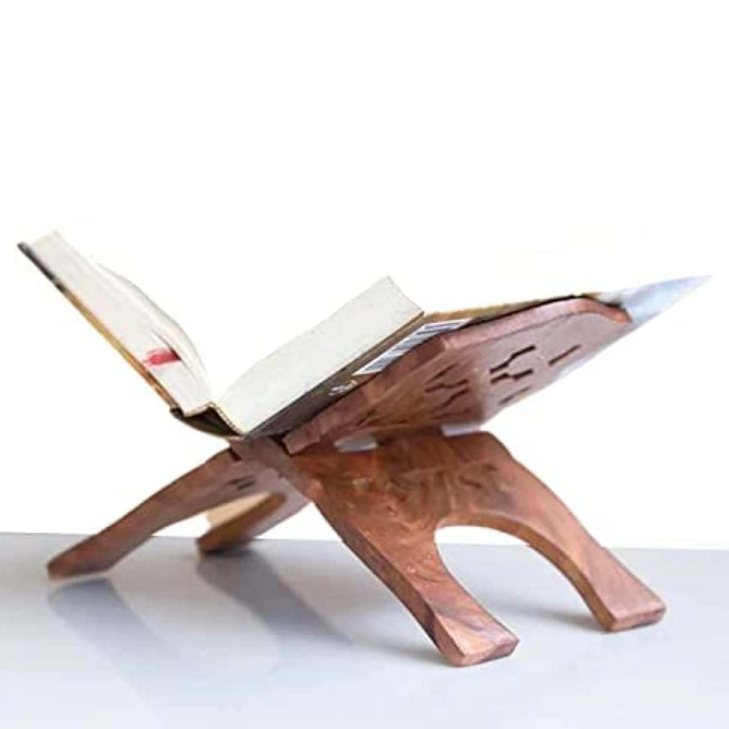 santarms Geeta Stand Wooden Stand ramcharitmanas Book Stand fordable Wooden Book Stand | Stand for Reading | bhagwat Geeta Stand | ramayan Stand Pooja Stand ramcharitmanas Wooden Stand (15 INCH)