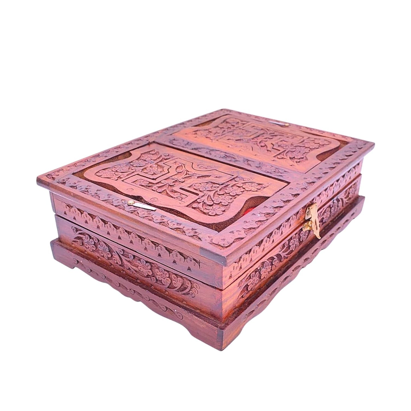 Santarms Wooden Quran Shareef Geeta Quran Box Brown Holy Book Rahel Decor Stand for Reading Quran Guru Granth Sahib Rehal Box| Storage| Holder| Reader| Stand