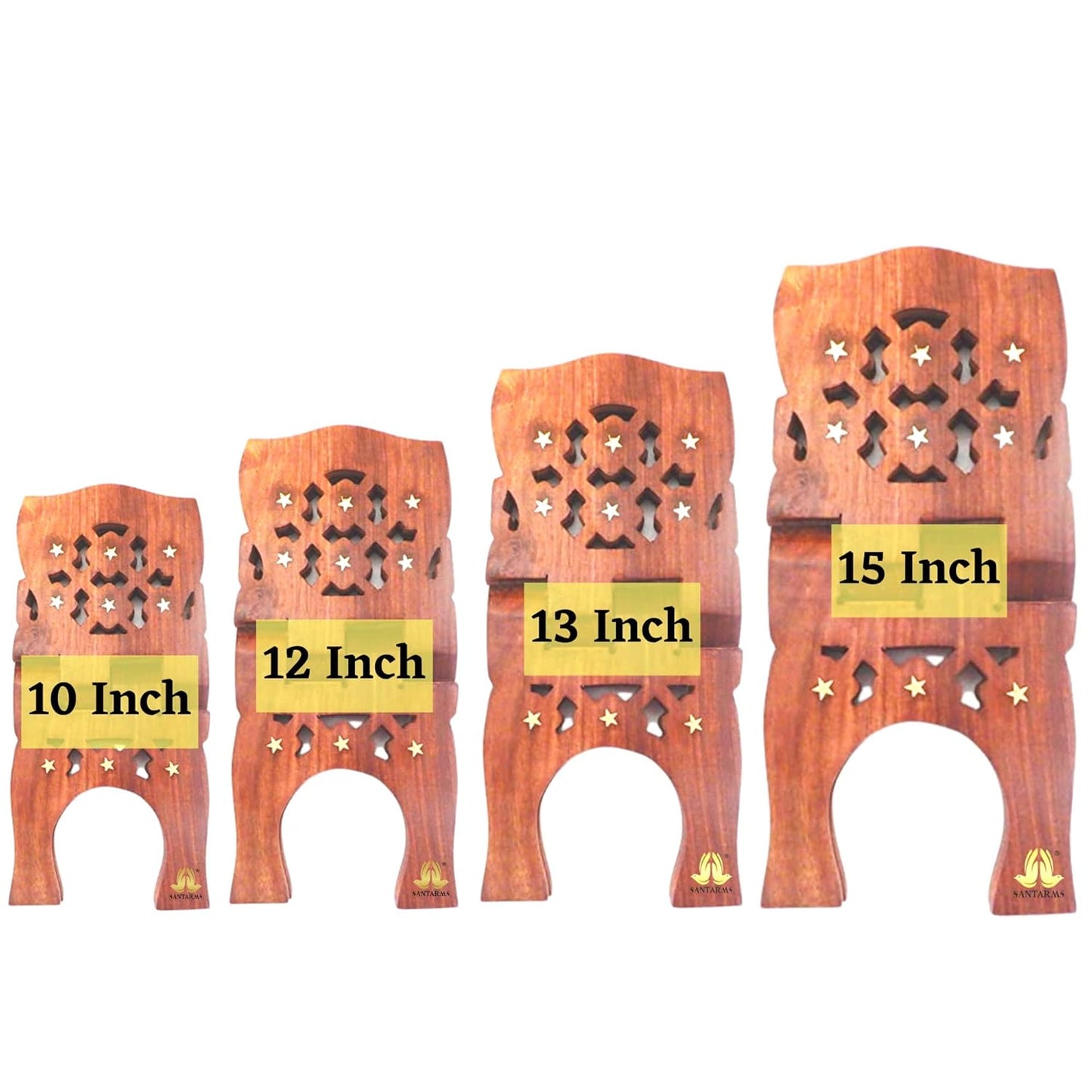 Santarms Wooden Holy Book Stand Rehal for Pooja, Reading Geeta, Bible, Quran Books (13 Inch) | Sheesham Quran, Kaba, Kaaba, Makka Madina, Pooja & Religious
