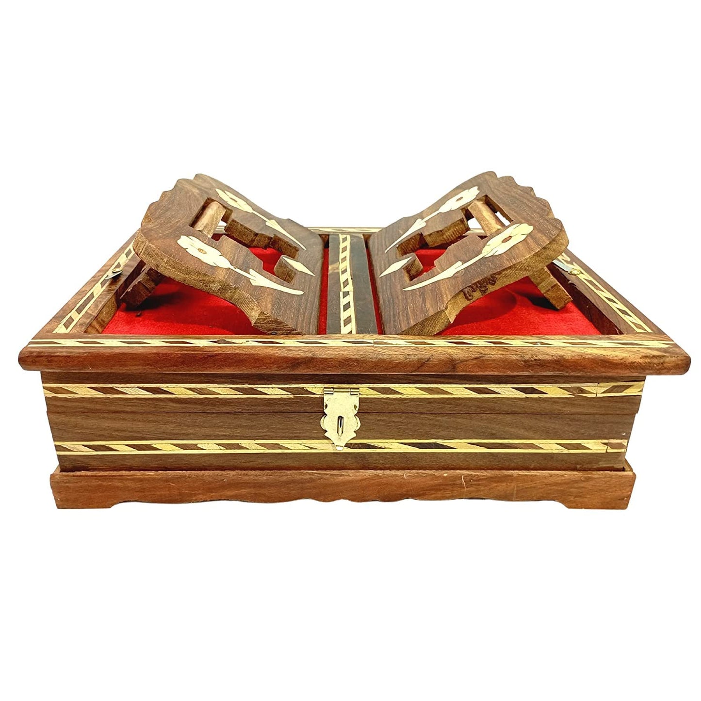 santarms Wooden Holy Quran Book Stand & Box with rehal - Carving Handcrafted