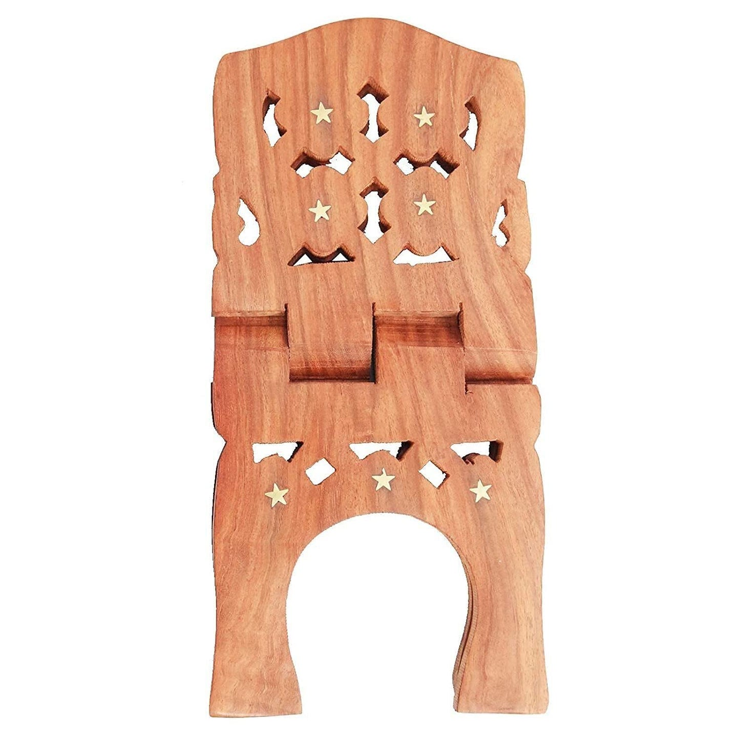 santarms Geeta Stand Wooden Hanuman chalisa Book Stand | Hanuman chalisa Book Gift | bhagwat Geeta Stand | ramayan Stand Pooja Stand Wooden bhagwat Geeta in Hindi Original Book with Stand (18 INCH)