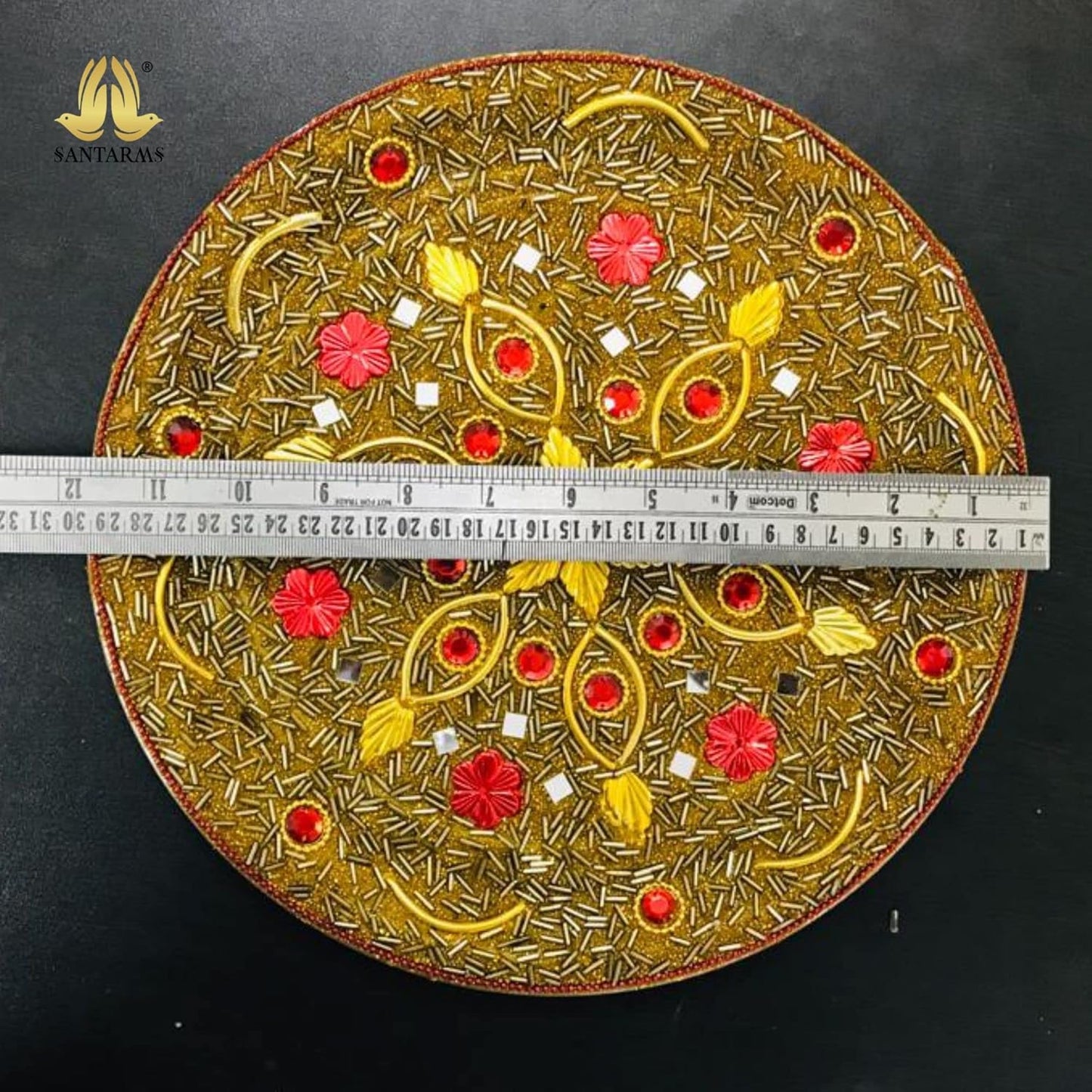 Santarms Pooja Thali with Kalash, Kumkum Boxes and Diya for Pooja Decoration