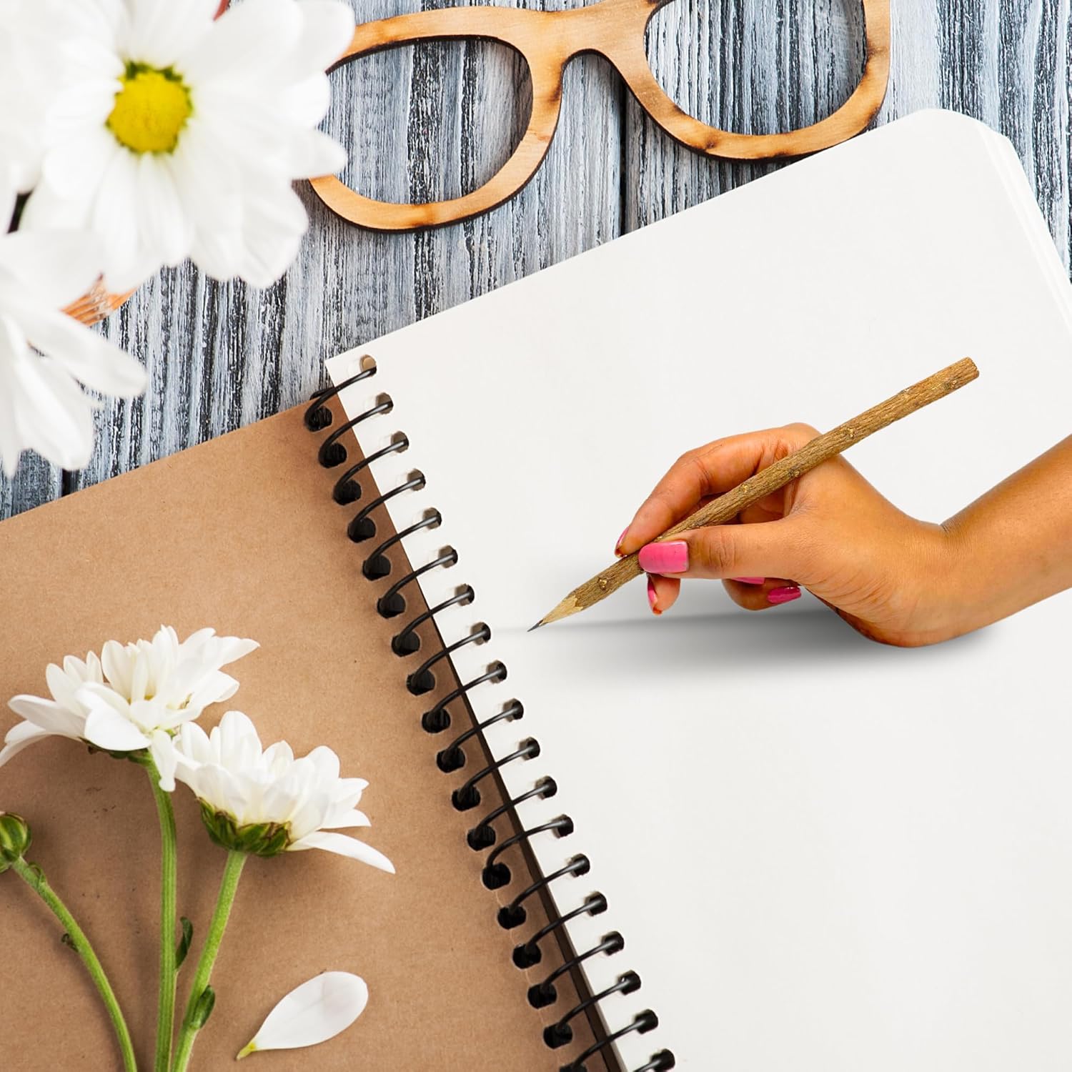 santarms Natural Neem Wooden Pencil (18 cm) Crafted from Pure Neem Wood - Perfect for Kids, Girls, and Boys Eco-Friendly and Durable Writing Tool Ideal for School Use and Thoughtful Gifting (set-1)