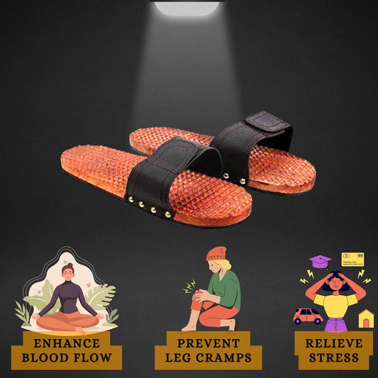 Wooden acupressure slippers with ergonomic design for reflexology massage