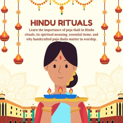 Traditional puja thali with diya incense and ritual items for Hindu worship