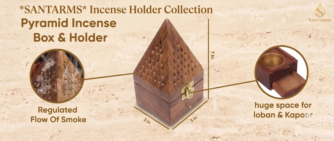 Brown wooden incense holder for loban, sambrani, dhoop cones, and incense batti