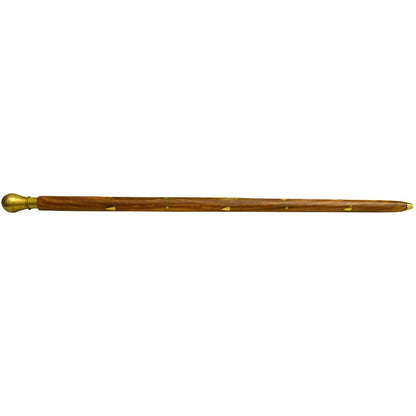 Santarms Morning Wooden Walking Stick with Brass Handle Handmade Solid Sheesham Rule Swagger for Self-Defense - Natural Wood Cane for Men & Women