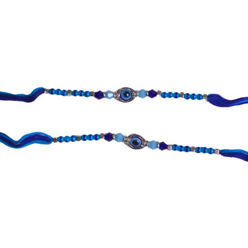 santarms Rakhi Combo Of 2 Rakshabandhan Celebrations Gift Evil Eyes With Mauli And Chawal For Brother Bhabhi