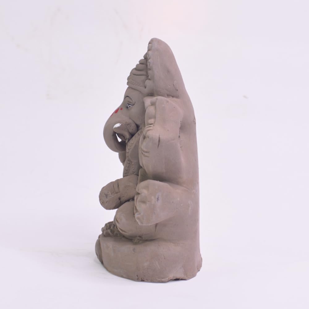 santarms Eco Friendly Ganesha Idol, Ganpati murti for Home visarjan, Water Soluble Idol Chaturthi Festival, Grey Gift (5 Inches, Lalbagh)