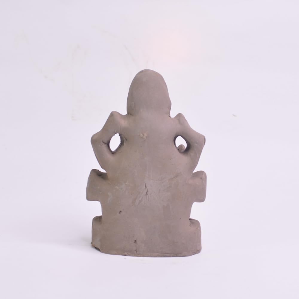 santarms Eco Friendly Ganesha Idol, Ganpati murti for Home visarjan, Water Soluble Idol Chaturthi Festival, Grey Gift (5 Inches, Lalbagh)