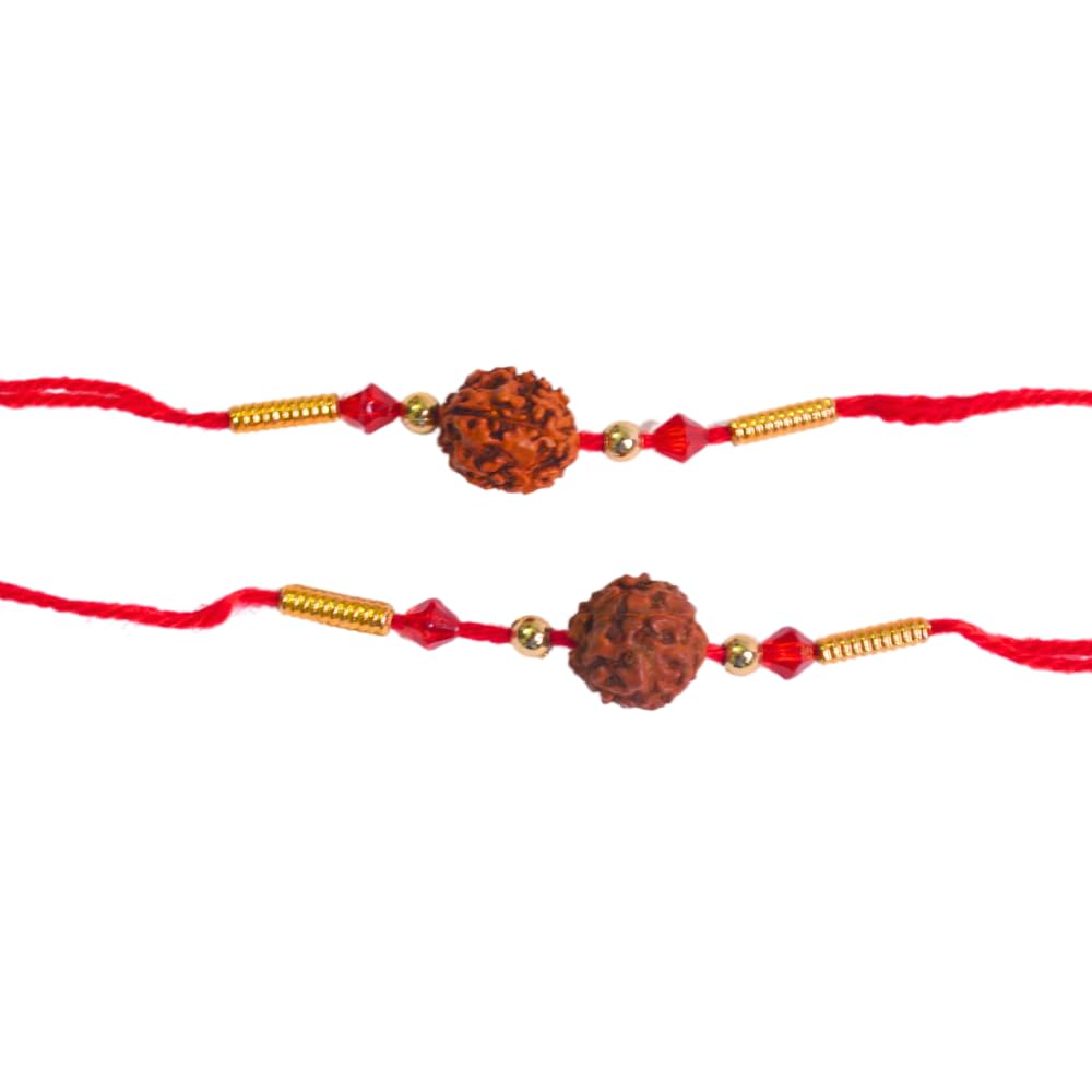 santarms Rakhi Gift Pack With Set Of 2 Rudraksh Rakhi, And Roli Chawal For Brother Branded Packaging