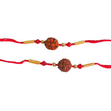 santarms Rakhi Gift Pack With Set Of 2 Rudraksh Rakhi, And Roli Chawal For Brother Branded Packaging