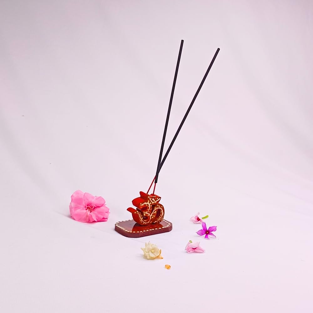 Santarms Om Agarbatti Stand | Wooden Incense Stick Holder for Pooja and Home Mandir Décor | Beautiful Wooden Incense Stick Holder | Pooja Essentials, Pack of 1