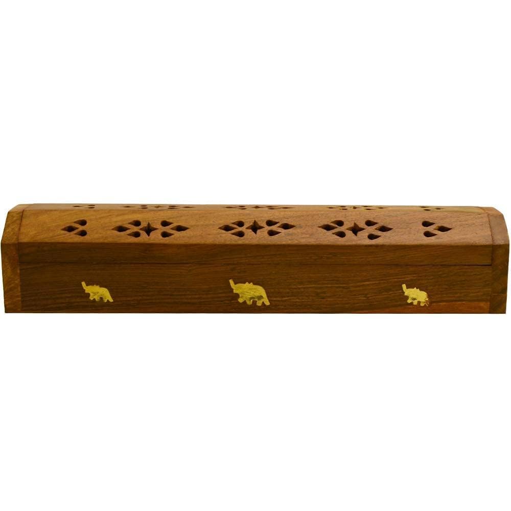 Santarms Sheesham Wood Agarbatti Stand, Rosewood Incense Holder, Handmade Wooden Dhoop Stand Ash Catcher