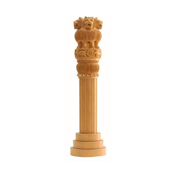 santarms Wooden Ashok Pillar for Office Table, Ashoka Stambh for Home Decorative Showpiece (1, 3 Inch)