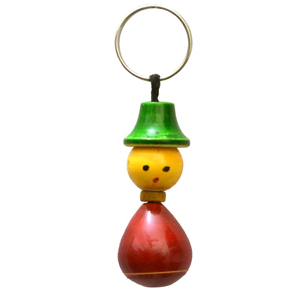 Santarms Handmade Wooden Key Chain(8 cm) Red -Green