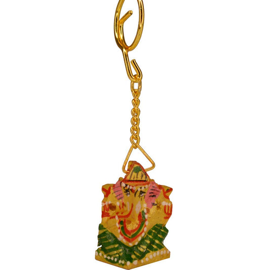 santarms Wooden Ganesha Key Chain, Key-Ring (11 cm) Multicolour-Hight Quality Wood- Ganesha Keychain Idol Keychain Collectible Gifting