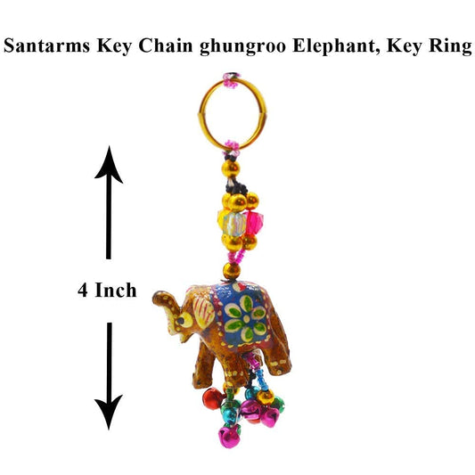 santarms Key Ring Wooden Elephant Key Chain, Key-Ring (3 inch) brown colour Wood - Elephant Keychain - use as a Gift