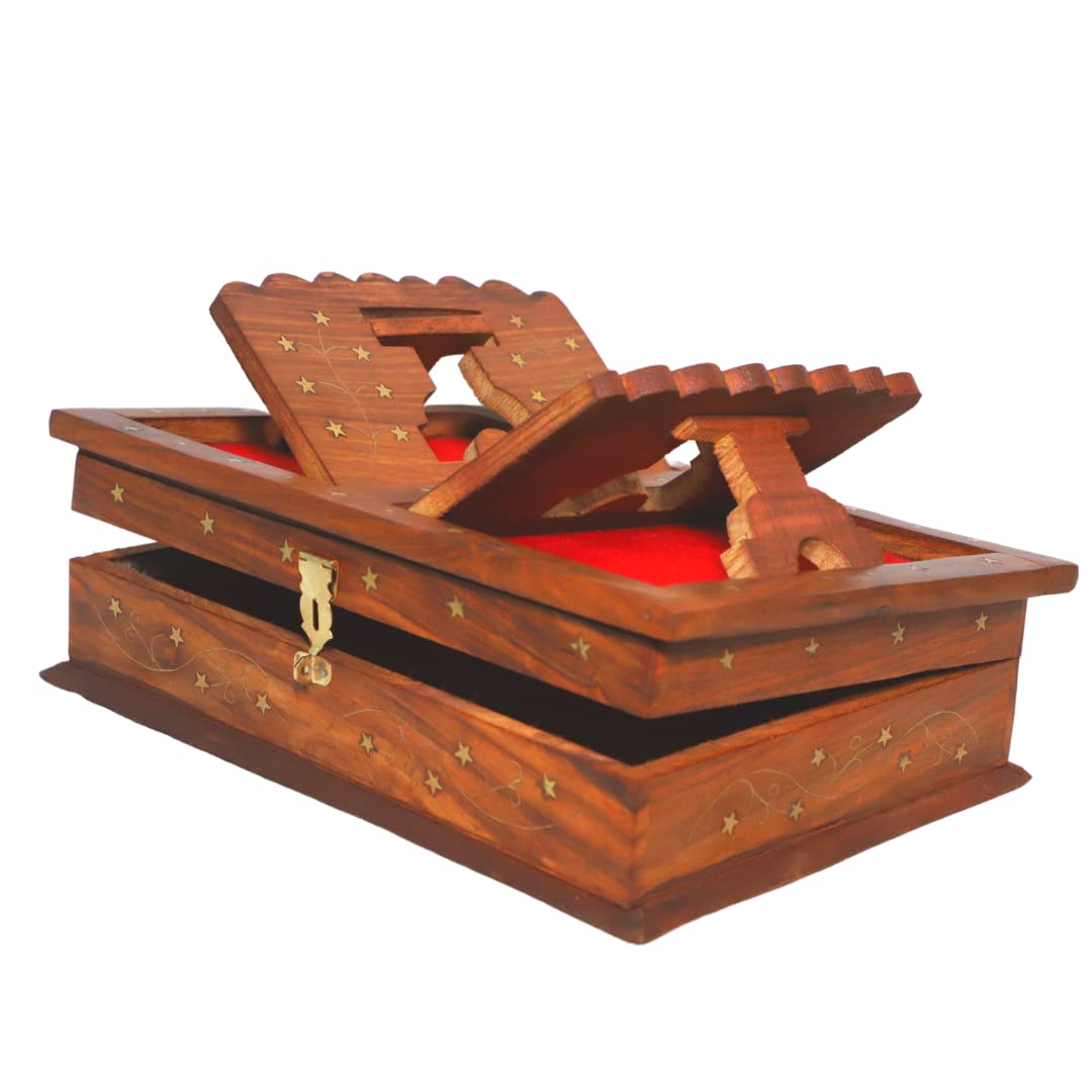 Santarms Wooden Handmade Book Box, Holy Book Reader for Home D�cor (Brown)