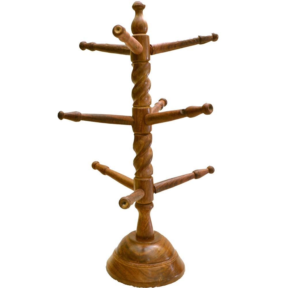 santarms Wooden Bangle Stand Best for Home Decor Made in India Women Gift to Your Loved one Bangles or chudi/churi (Brown Color) - Bangle Holder 9 Rods (40x28x12) cm