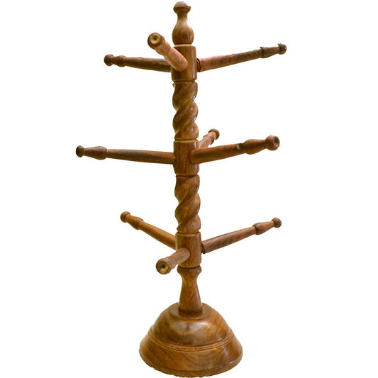 santarms Wooden Bangle Stand Best for Home Decor Made in India Women Gift to Your Loved one Bangles or chudi/churi (Brown Color) - Bangle Holder 9 Rods (40x28x12) cm