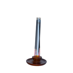 Santarms Wooden Round Shaped Incense Stick Holder Cum Dhoop Agarbatti Stand Set Ideal for Gift Handcrafted Elegant Brown Finish Versatile Design Meditation and Aromatic Rituals