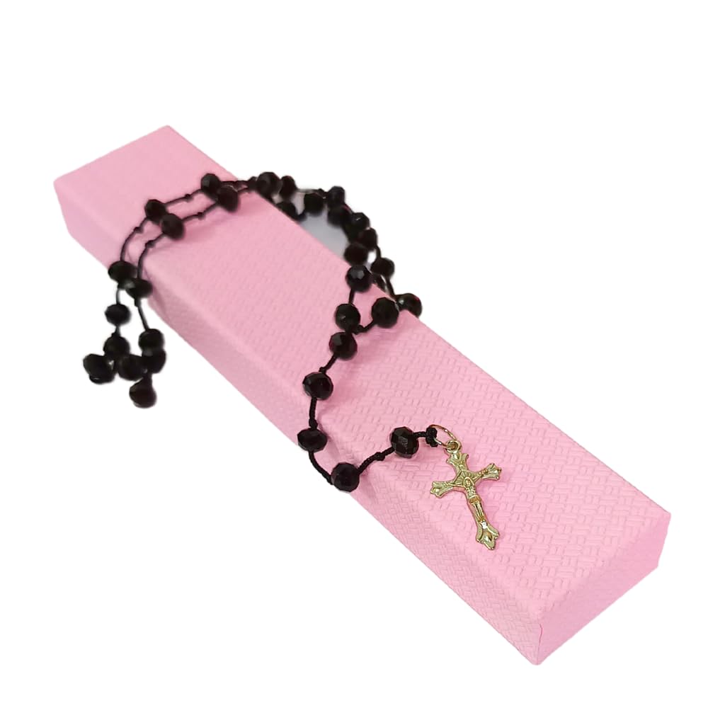 santarms Jesus cross Catholic Praying Rosary chain Jesus Christ Cross Christian Antique Locket mala Necklace Christmas Religious for use Men and Women, Pack of 1