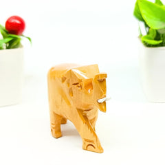 santarms Handmade Wooden Elephant (3 Inch, Brown Colour) - Exquisite Miniature Elephant Showpiece for Tabletop, Home & Office Decoration, Ideal Gift for Traditional Handcrafted Decor 1Pcs