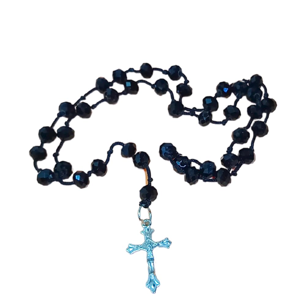 santarms Jesus cross Catholic Praying Rosary chain Jesus Christ Cross Christian Antique Locket mala Necklace Christmas Religious for use Men and Women, Pack of 1
