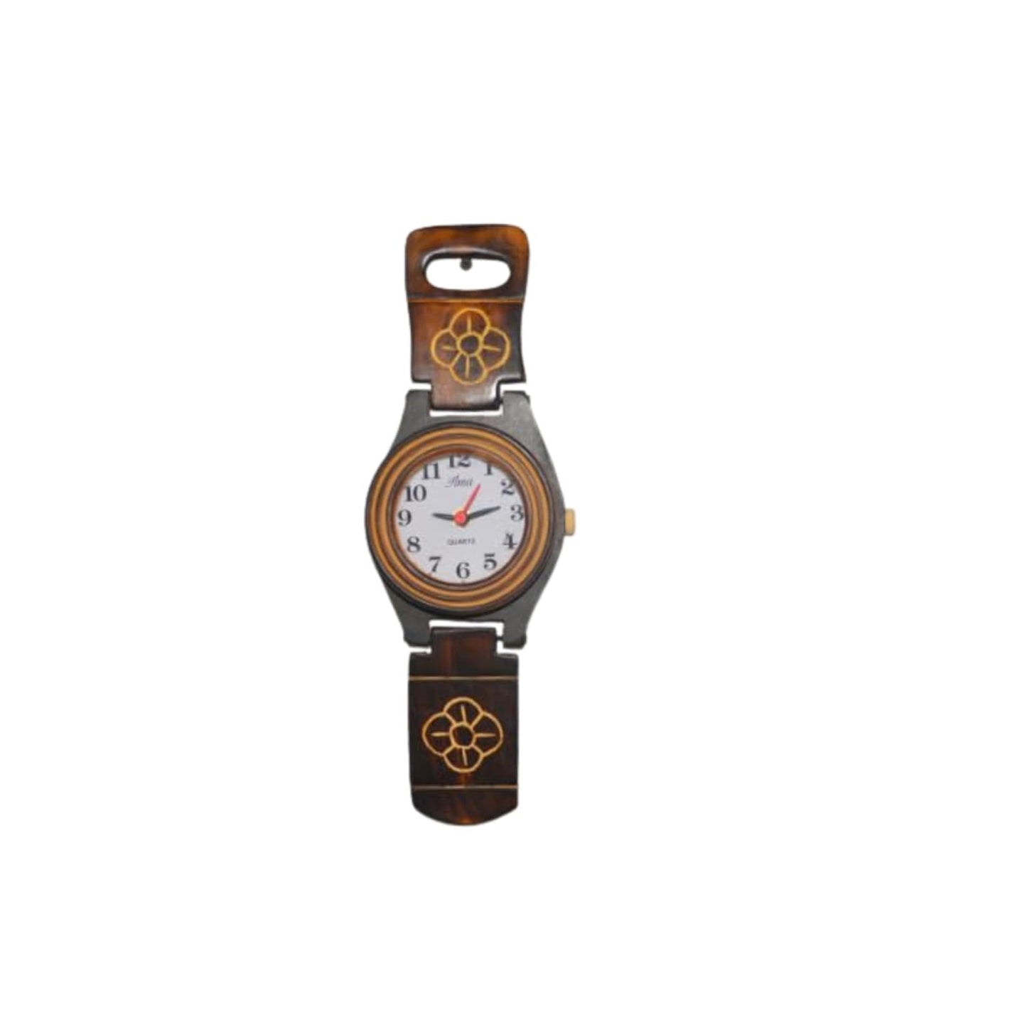 santarms Handcrafted Wooden Wall Hanging Clock (66x18x4) cm Brown Colour- Stylish Wall Clock for Home - Elevate Your Décor with The Best for Gifting