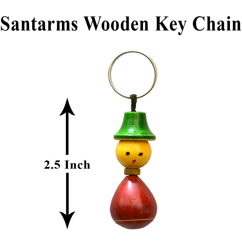 Santarms Handmade Wooden Key Chain(8 cm) Red -Green