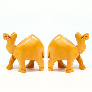 santarms Wooden Camel Figurine (2 Pairs, 3 Inch) - Miniature Cute Camel Showpieces with Glossy Shine Finish, Perfect for Home & Office Decoration, Tabletop Accent, and Unique Gifting Ideas