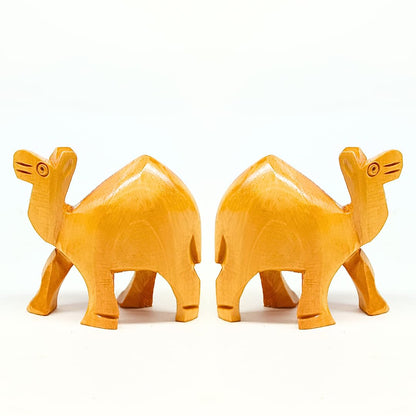 santarms Wooden Camel Figurine (2 Pairs, 3 Inch) - Miniature Cute Camel Showpieces with Glossy Shine Finish, Perfect for Home & Office Decoration, Tabletop Accent, and Unique Gifting Ideas