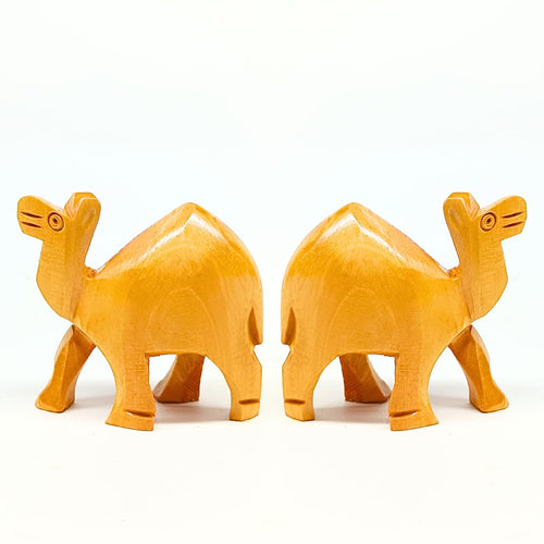santarms Wooden Camel Figurine (2 Pairs, 3 Inch) - Miniature Cute Camel Showpieces with Glossy Shine Finish, Perfect for Home & Office Decoration, Tabletop Accent, and Unique Gifting Ideas