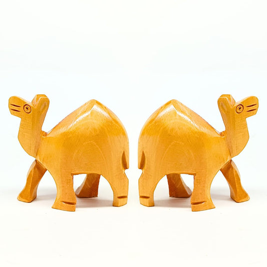 santarms Wooden Camel Figurine (2 Pairs, 3 Inch) - Miniature Cute Camel Showpieces with Glossy Shine Finish, Perfect for Home & Office Decoration, Tabletop Accent, and Unique Gifting Ideas
