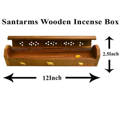 Santarms Sheesham Wood Agarbatti Stand, Rosewood Incense Holder, Handmade Wooden Dhoop Stand Ash Catcher