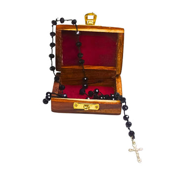santarms Jesus Cross Catholic | wooden box with jesus locket | jerusalem Praying Rosary for men and women, Pack of 1