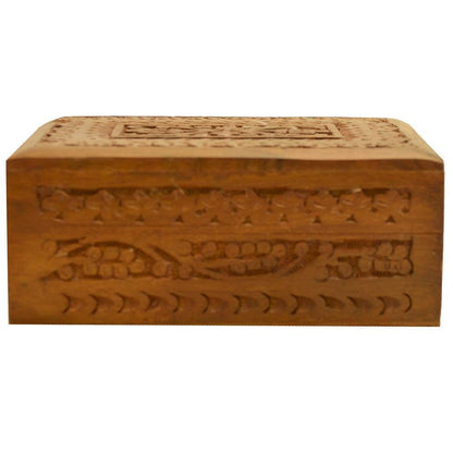 santarms Sheesham Wood Carved Box, Rosewood Jewellery Organizer, Square Design Vanity, Handmade Wooden Makeup Storage Box
