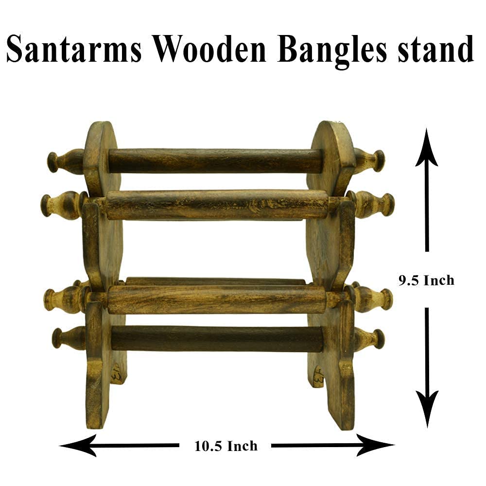 Santarms Wooden 4 Rod Bangle Stand for Women, Organizer Chudi Holder, Bracelet Display Organizer - Pack of 1
