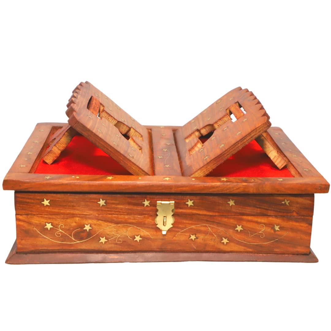 Santarms Wooden Handmade Book Box, Holy Book Reader for Home D�cor (Brown)