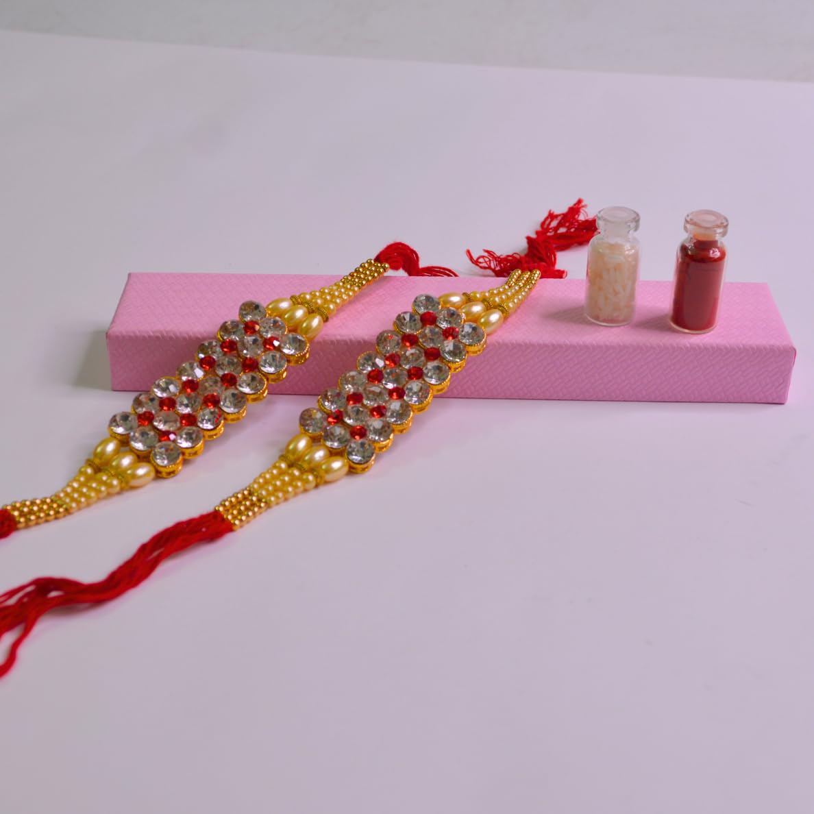 Santarms Premium Big Stone Rakhi for Brother with Gift Handmade Rakhi for Bro Brother Bhaiya Bhai 2 Rakhis with Free Mauli and Chawal