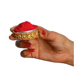 Santarms A++ Grade Natural Organic Red Sindoor Powder 10gm with Golden Kumkum Box and Stick for Women, Suhaag Sindur With Natural Sindoor