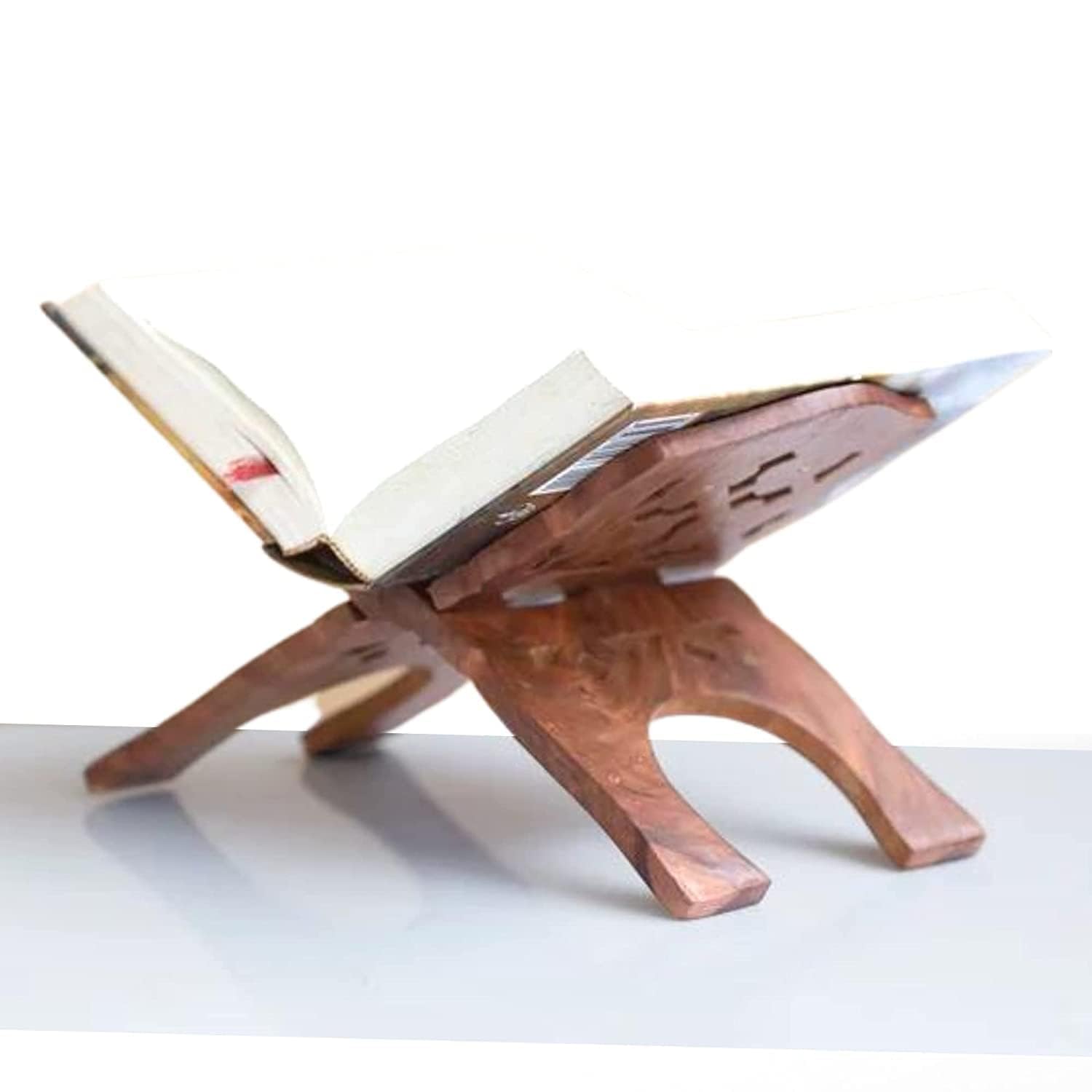 Santarms Handcrafted Foldable Wooden Holy Reading Book Stand with bhagwat Geeta Gorakhpur Press Original Hindi Edition with Stand, Combo, 10 INCH Stand Height