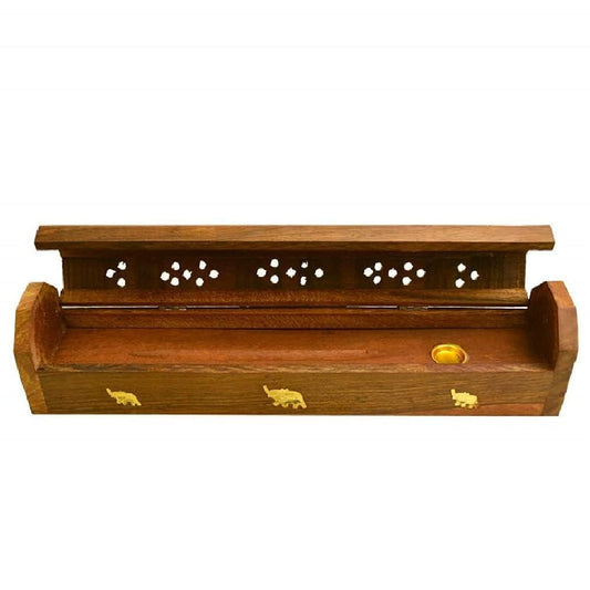 Santarms Sheesham Wood Agarbatti Stand, Rosewood Incense Holder, Handmade Wooden Dhoop Stand Ash Catcher