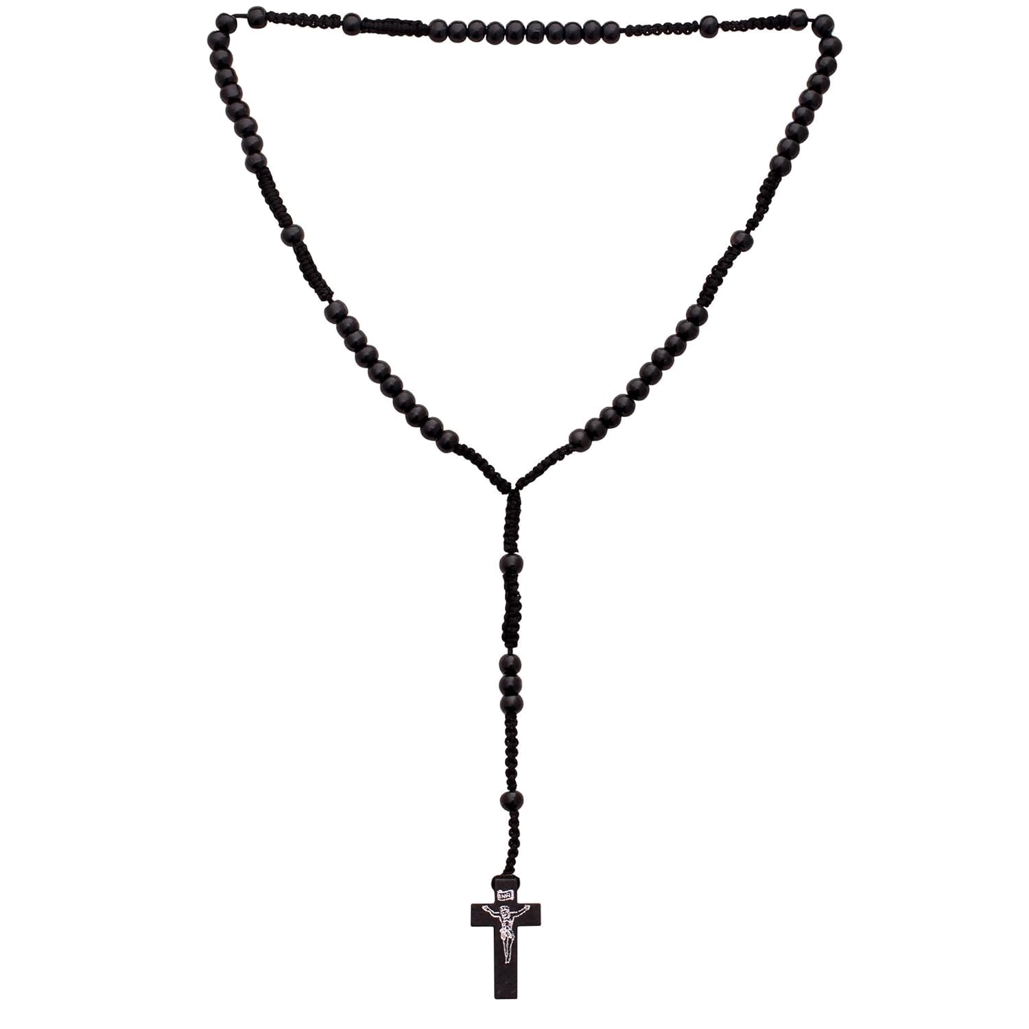 santarms Jesus Christ Necklace For Prayer Chain Locket Christian Crucifix Jesus Cross Necklace Chain Rosary Catholic Bead Mala For Men Women Boys & Girls, Wooden, Pack Of 1