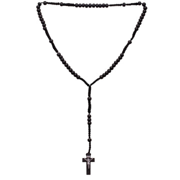 santarms Jesus Christ Necklace For Prayer Chain Locket Christian Crucifix Jesus Cross Necklace Chain Rosary Catholic Bead Mala For Men Women Boys & Girls, Wooden, Pack Of 1