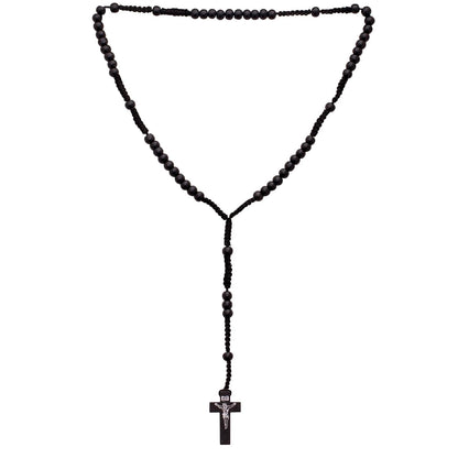 santarms Jesus Christ Necklace For Prayer Chain Locket Christian Crucifix Jesus Cross Necklace Chain Rosary Catholic Bead Mala For Men Women Boys & Girls, Wooden, Pack Of 1