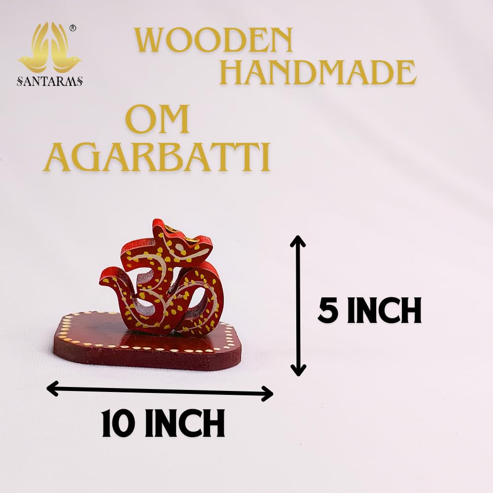 Santarms Om Agarbatti Stand | Wooden Incense Stick Holder for Pooja and Home Mandir Décor | Beautiful Wooden Incense Stick Holder | Pooja Essentials, Pack of 1