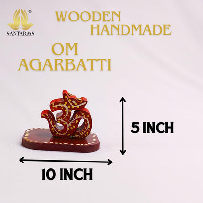 Santarms Om Agarbatti Stand | Wooden Incense Stick Holder for Pooja and Home Mandir Décor | Beautiful Wooden Incense Stick Holder | Pooja Essentials, Pack of 1